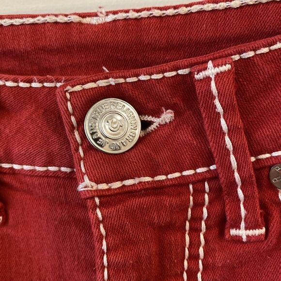 True Religion Jeans Red and White Stitch Vintage Red Size 29 RARE - Picture 4 of 16